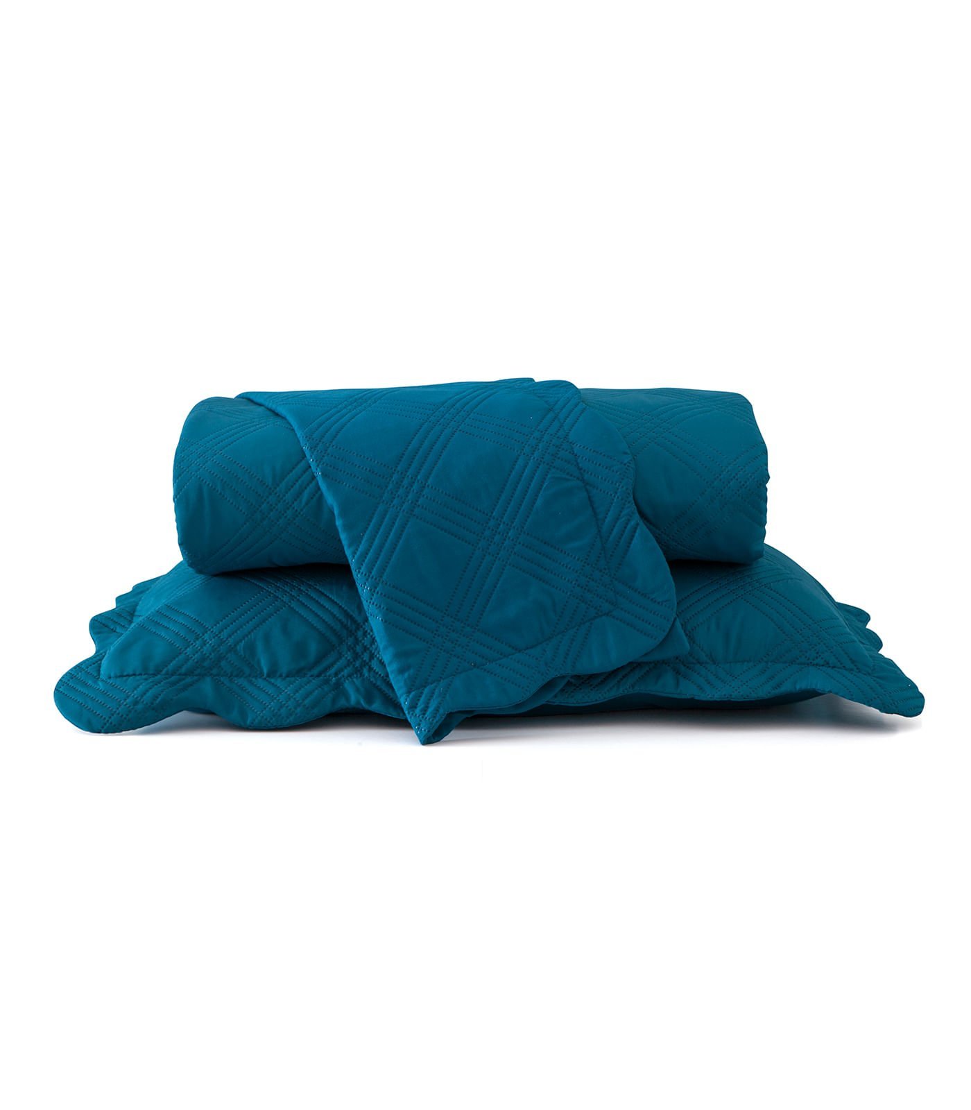 Colcha Classic Casal Com Três Peças Rozac Azul UN | MadeiraMadeira