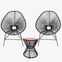 Ver imagem 1 de Dupla de Cadeira Acapulco com Mesa Ampulheta(preta)