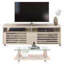 Ver imagem 1 de Rack Bancada com Mesa de Centro Frizz Cross Calacata Off White – Madetec