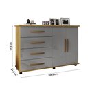 Ver imagem 3 de Cômoda Quarto Bali com 4 Gavetas 2 Portas e Rodízios Cinza/mel