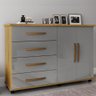 Cômoda Quarto Bali com 4 Gavetas 2 Portas e Rodízios Cinza/mel - 2