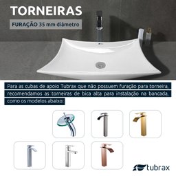 Cuba Cerâmica Lavabo Banheiro Em Louça Branca Sobrepor Folha Tubrax - 6