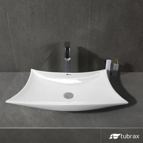 Cuba Cerâmica Lavabo Banheiro Em Louça Branca Sobrepor Folha Tubrax