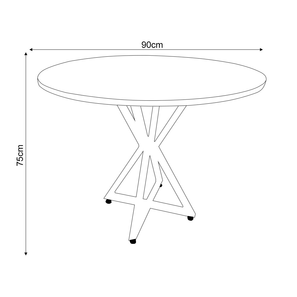 Mesa Industrial Redonda Pé de Ferro Tampo em Madeira Maciça 90x90cm - 4