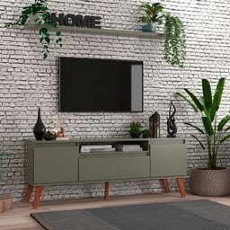 Rack para Tv com Prateleira 150cm Retro Mdf Verde Dallas - On Móveis - 1