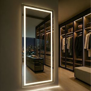 Espelho Led Touch Retangular 170x70cm 3 Cores Corpo Inteiro Parede Quarto Loja Banheiro Decoração