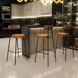 Kit 05 Banquetas Alta Bar Cozinha Sala De Jantar Milão L02 Couríssimo Marrom Whisky - Lyam Decor - 2 Kit 05 Banquetas Alta Bar Cozinha Sala De Jantar Milão L02 Couríssimo Marrom Whisky - Lyam Decor - 2