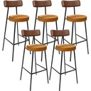 Ver imagem 1 de Kit 05 Banquetas Alta Bar Cozinha Sala De Jantar Milão L02 Couríssimo Marrom Whisky - Lyam Decor