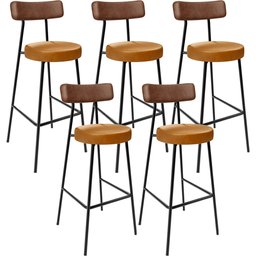 Kit 05 Banquetas Alta Bar Cozinha Sala De Jantar Milão L02 Couríssimo Marrom Whisky - Lyam Decor - 1 Kit 05 Banquetas Alta Bar Cozinha Sala De Jantar Milão L02 Couríssimo Marrom Whisky - Lyam Decor - 1