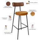 Ver imagem 4 de Kit 05 Banquetas Alta Bar Cozinha Sala De Jantar Milão L02 Couríssimo Marrom Whisky - Lyam Decor