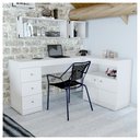 Ver imagem 2 de Mesa de Canto em L Escritório Computador Job Branco Caemmun