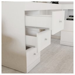 Mesa de Canto em L Escritório Computador Job Branco Caemmun - 3