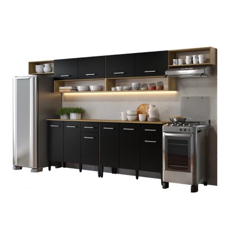 Armário de Cozinha Compacta Arizona Bold Carraro Carvalho com Preto