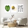 Jogo de Quadros Decorativos Trio Molduras Marília Happiness - Branco - 40cm Largura x 60cm Altura - 1