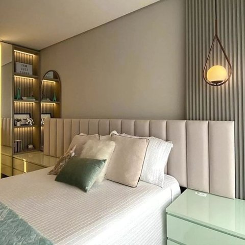 Cabeceira Módulo Cama Box Estofada Decorativa Autoadesiva:veludo Pérola