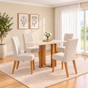 Ver imagem 1 de Conjunto Sala de Jantar Mesa Manu 120cm Tampo MDF Canto Reto 4 Cadeiras Lily