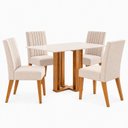 Ver imagem 2 de Conjunto Sala de Jantar Mesa Manu 120cm Tampo MDF Canto Reto 4 Cadeiras Lily
