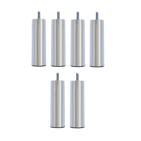 Kit 6 Pés Cama Box Solteiro ou Bipartida Tubo 13 Cm Cor:cromado