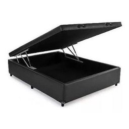 Cama Box Baú Casal Reforçada 138x188 Corino Preto - 1