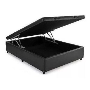 Cama Box Baú Casal Reforçada 138x188 Corino Preto