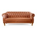 Ver imagem 1 de Sofá Chesterfield Duque 3 Lugares Couro Ecológico Caramelo 302