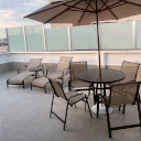 Ver imagem 4 de Kit com 4 Cadeiras para Jardim e Piscina em Alumínio e Tela Sling - Marrom Capuccino