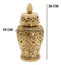 Ver imagem 7 de Vaso Dourado Decorativo Porcelana Chinesa 36x19