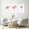 Jogo de Quadros Decorativos Trio Molduras Marília Aquarela Rosa - Branco - 60cm Largura x 90cm Altur - 1