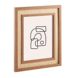 Porta Retrato Madeira Com Rattan Para Foto 20x25cm MDF