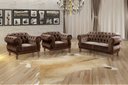 Ver imagem 2 de Kit Namoradeira Duquesa Chesterfield 2 Lugares + 2 Poltronas Decoração Sala Recepção - Veludo Marrom