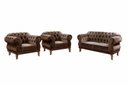Ver imagem 1 de Kit Namoradeira Duquesa Chesterfield 2 Lugares + 2 Poltronas Decoração Sala Recepção - Veludo Marrom