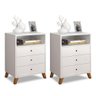 CONJUNTO 2 MESAS DE CABECEIRA 3 GAVETAS E 1 NICHO BRANCO - 1