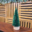 Ver imagem 2 de Mini Árvore Natal Enfeite de Mesa Verde Base Tronco Madeira 16cm - Art Christmas