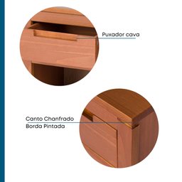 Mesa de Cabeceira 1 Gaveta 1 Nicho Madeira Maciça Madma Artemobili - 9