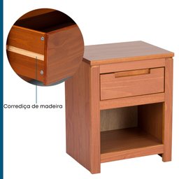 Mesa de Cabeceira 1 Gaveta 1 Nicho Madeira Maciça Madma Artemobili - 6