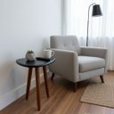 Ver imagem 2 de Mesinha de Canto Pé Palito Retrô Mdf 52cm com Pés em Madeira:preto