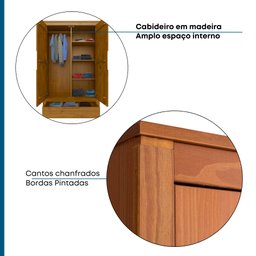 Guarda-Roupa Solteiro 2 Portas 1 Gaveta Madeira Maciça Madma  - 11