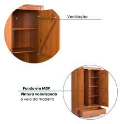 Guarda-Roupa Solteiro 2 Portas 1 Gaveta Madeira Maciça Madma  - 10