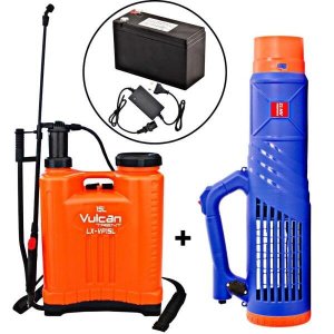 Pulverizador Manual Vulcan VP15L 15 Litros + Acessório Nebulizador Kawashima AN12 com Bateria 12V