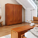 Ver imagem 1 de Guarda-Roupa Casal 3 Portas 2 Gavetas Madeira Maciça Madma Artemobili Marrom/Garapa