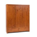Ver imagem 3 de Guarda-Roupa Casal 3 Portas 2 Gavetas Madeira Maciça Madma Artemobili Marrom/Garapa