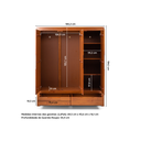 Ver imagem 4 de Guarda-Roupa Casal 3 Portas 2 Gavetas Madeira Maciça Madma Artemobili Marrom/Garapa