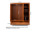 Ver imagem 4 de Guarda-Roupa Casal 3 Portas 2 Gavetas Madeira Maciça Madma Artemobili Marrom/Garapa