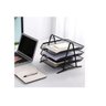 Caixa de Correspondência, Organizador de Mesa, Tripla, Metal, Preta, Kit C/ 3 Unds - 3