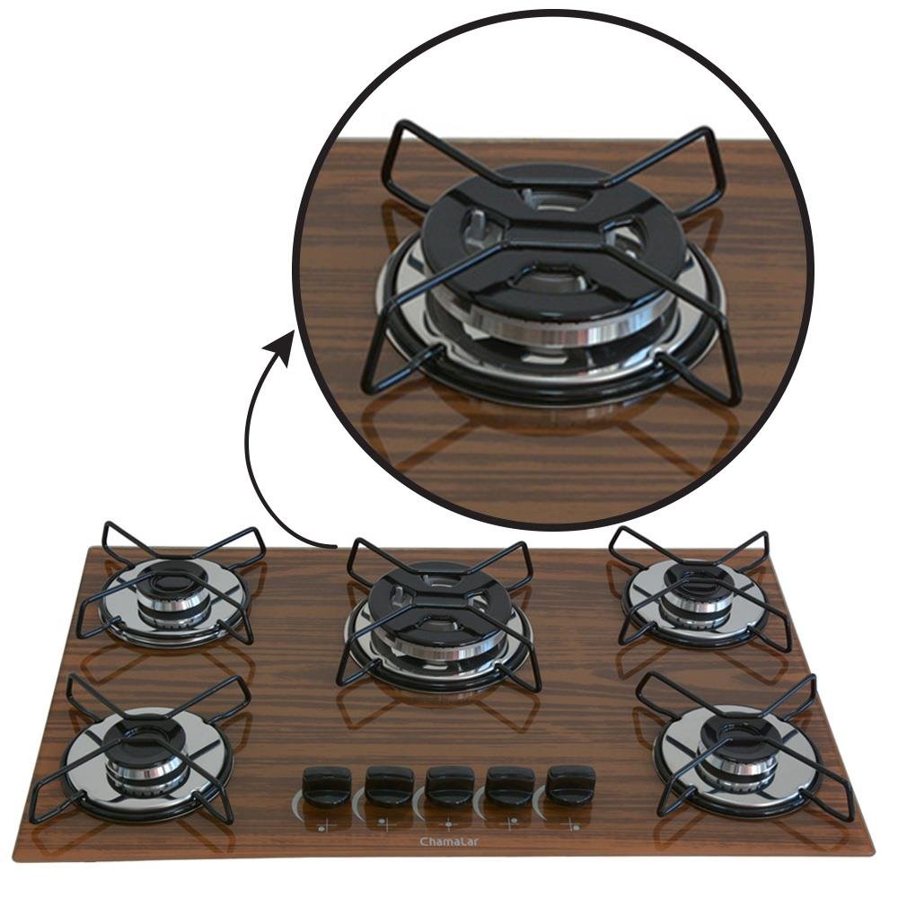 Cooktop Gás 5 Bocas Chama Tripla 127/220 Madeira - 3