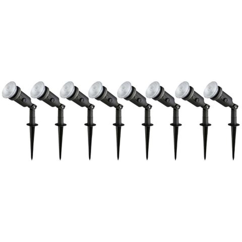 Kit 8 Luminárias Espeto para Jardim Preto Projetor Iluminação Bivolt Lâmpada E27 Summer Dital