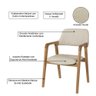 Cadeira de Jantar Ruth Estrutura em Madeira Maciça Design Retrô Contemporâneo Linho Bege - 2