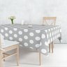 Toalha de Mesa Quadrada 6 Lugares Tecido Oxford Poá Cinza - 220x140cm - 1