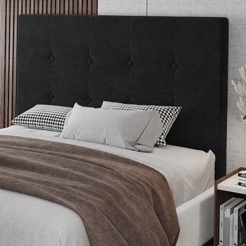 Cabeceira Cama Box Casal King Size Luana 193cm Veludo Preto - Abmaza