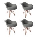 Ver imagem 1 de Kit 4 Poltronas Jantar Eames Eiffel Estofadas Cinza Base Cobre